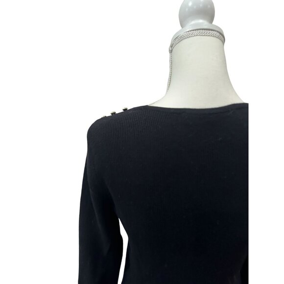 WHITE HOUSE BLACK MARKET WHBM Black Long Sleeve Ruffle Trim Blouse Top Size XS - Picture 4 of 6